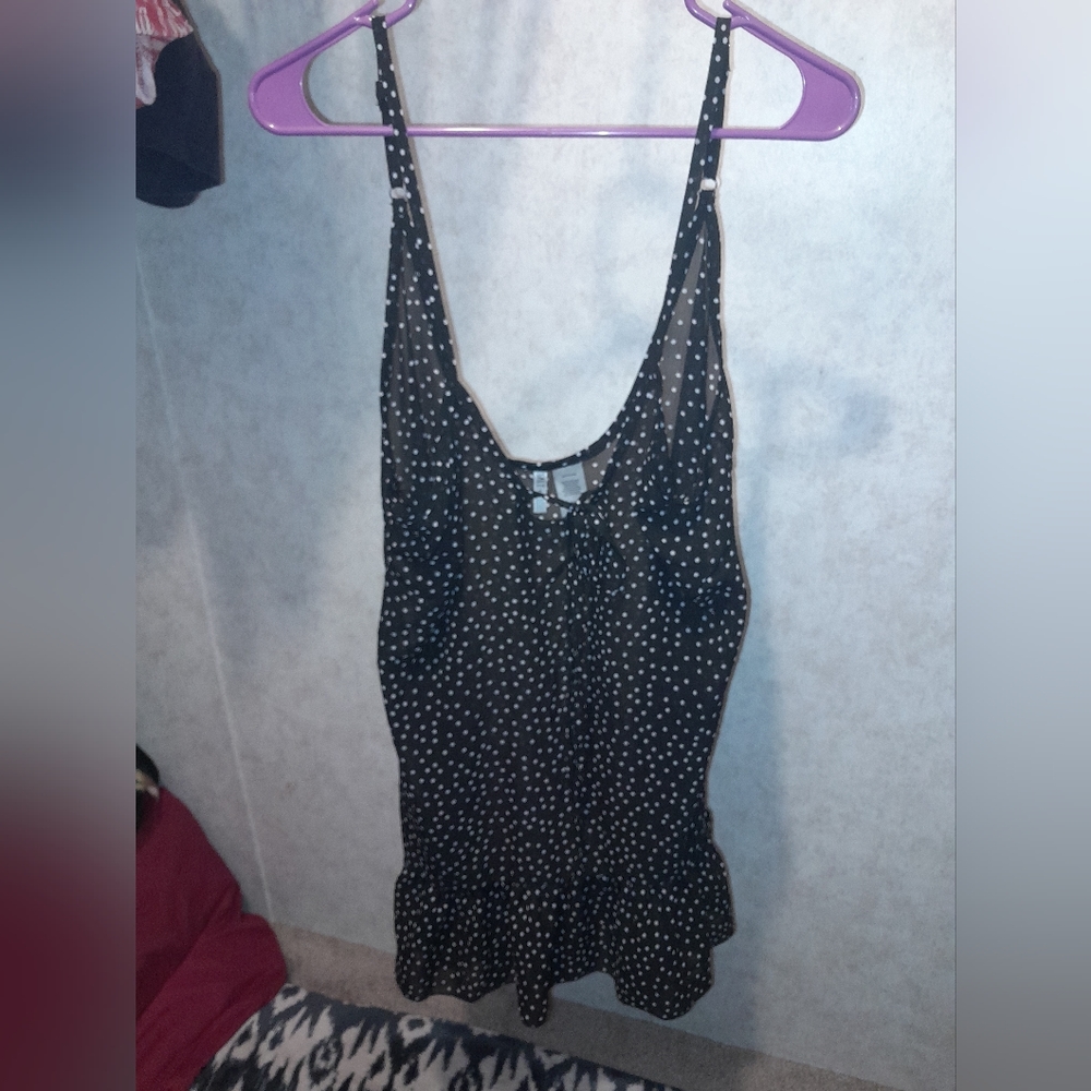 Salt & Jade Swim Cover-up black w/ white polka dots